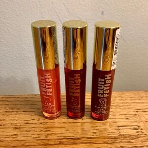 (3) Milani Fruit Fetish Lip Oil Blackberry Agave 190 Luminoso 150 Cranberry 180